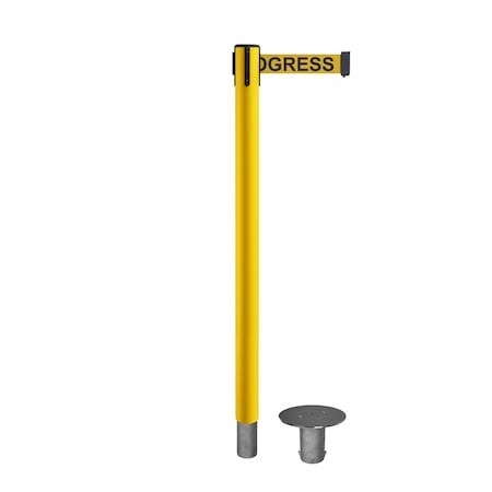 Stanchion Belt Barrier Removable Base Yellow Post 7.5ftClea...Belt